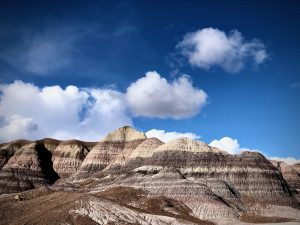 Blue skies above the Blue Mesa, inside Petrified Forest National Park, Arizona.