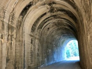 One of the 10 tunnels on the Hiawatha Trail, part of a train route built between 1906 and 1911 by more than 9,000 workers