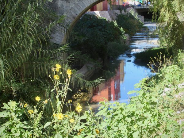 Stone bridge over the main river in San Miguel de Allende