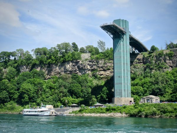 Tourists board the Maid of the Mist on the USA side of Niagara Falls